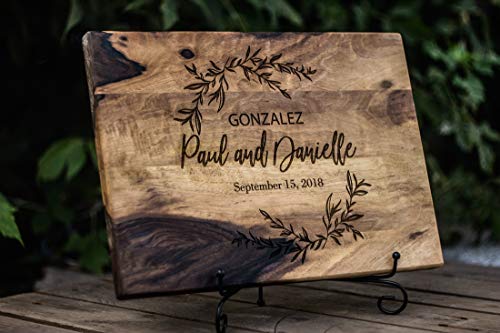 Walnut Personalized cutting board Wood Anniversary Gifts or Wedding Gift  for couple or bride Engraved cutting board Custom cutting board Bridal shower gift