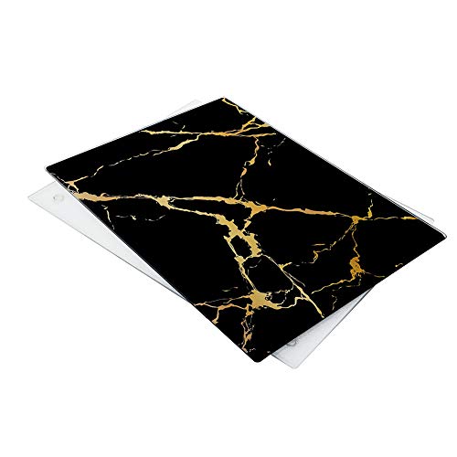 VASUHOME Glass Cutting Board 1612 inch Set of 2 Tempered Glass Cutting Board Decorative Square Marble Chopping Board for Kitchen Scratch Heat Shatter Resistant Cutting Mat White and Clear