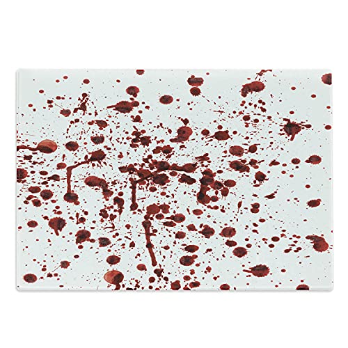 Ambesonne Horror Cutting Board Splashes of Blood Grunge Style Bloodstain Horror Scary Zombie Halloween Themed Print Decorative Tempered Glass Cutting and Serving Board Large Size Red