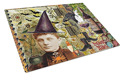 Carolines Treasures PJC1069LCB Broom Rides and Spells Halloween Glass Cutting Board Large 12H x 16W multicolor