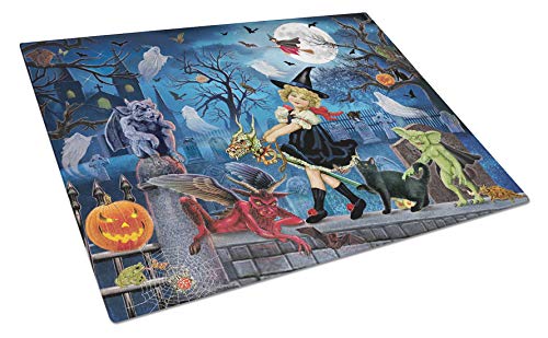 Carolines Treasures PRS4048LCB Littlest Witchs Halloween Party Glass Cutting Board Large 12H x 16W multicolor