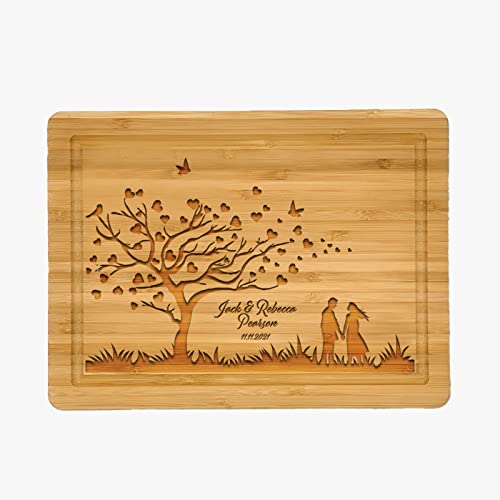Family Love Tree Personalized Cutting Board Custom Couple Names cutting board Laser engraved Chopping board for Wedding anniversary Mothers Day gift