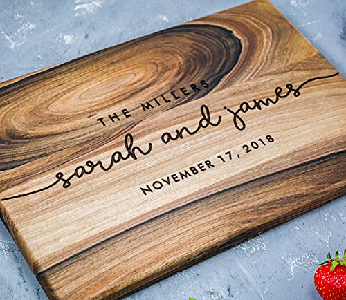 Personalized cutting board Engraved cutting board Custom cutting board Wedding Gift Bridal shower Housewarming Anniversary Oak Walnut (Walnut 12x16 Millers)