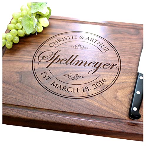 Straga  Engraved Cutting Boards for Personalized Gifts Practical Wedding Gifts and Keepsakes Cutting Board with Round Stamp Design No001 Customize Your Wood Board Style and Design