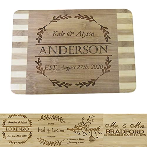 Brew City Engraving  Laser Engraved Bamboo Wood Personalized Cutting Board Kitchen Gift  Custom Personalized Engraved Wedding Housewarming Gift for Couples Christmas Mothers Day Any Anniversary