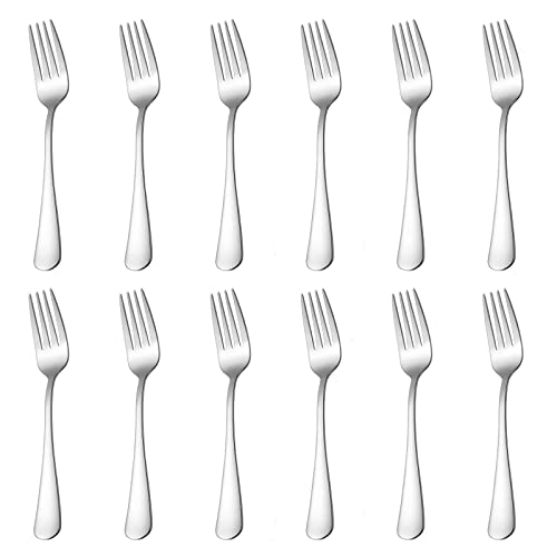 Dinner Forks Set of 12 Stainless Steel Salad Forks Silverware Dessert Forks Small Forks for Home Kitchen Restaurant Mirror Polished