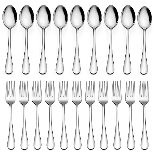 LIANYU 24Piece Forks and Spoons Silverware Set 12 Teaspoon and 12 Salad Fork Stainless Steel Flatware Cutlery Set for Home Kitchen Hotel Mirror Finished Dishwasher Safe
