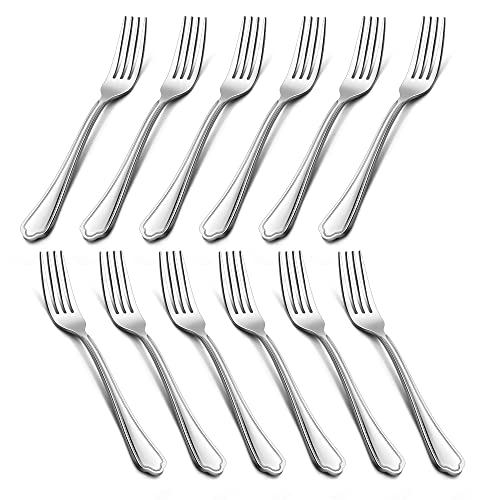Salad Forks Set of 12 LIANYU 67 Inches Stainless Steel Forks Silverware Appetizer Dessert Forks with Scalloped Edge Cutlery Flatware Forks for Home Restaurant Dishwasher Safe