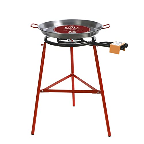 Made By Garcima For Gourmanity Paella Burner And Stand Set With 195 inch Carbon Steel Paella Pan Paella Kit From Spain Paella Pan And Burner Set Imported From Spain
