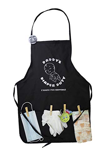 Daddys Diaper Duty Black Apron Great Gift for New Dad to be