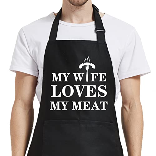 Funny Grilling Aprons for Men Gag Gifts for Men Cooking BBQ Grill Chef Apron for Dad Naughty Gifts for Him Husband from Wife