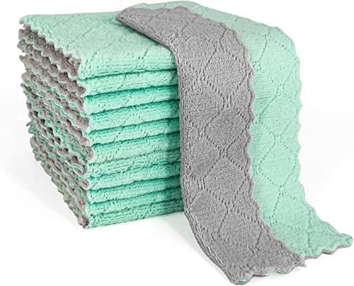 12Pack of Dish Towels for KitchenSuper Absorbent Kitchen TowelsCoral Fleece Cleaning RagsMachine Washable