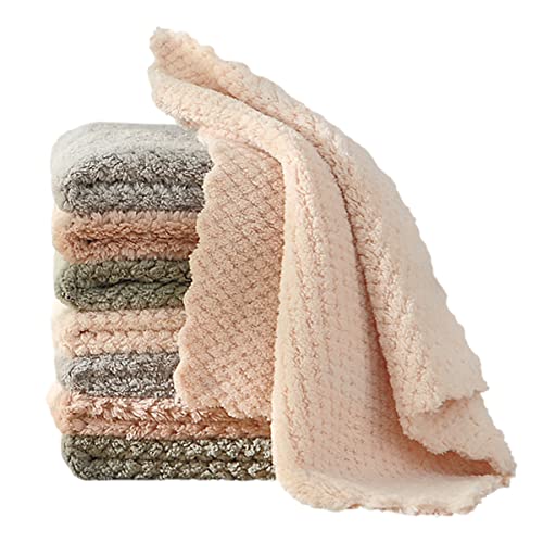 Kjanet6am Dish Towels for Kitchen 8 Pack Premium Coral Velvet Dish Cloths for Washing Dishes Super Absorbent Coral Fleece Cleaning Cloths Nonstick Oil Washable Fast Drying Rags