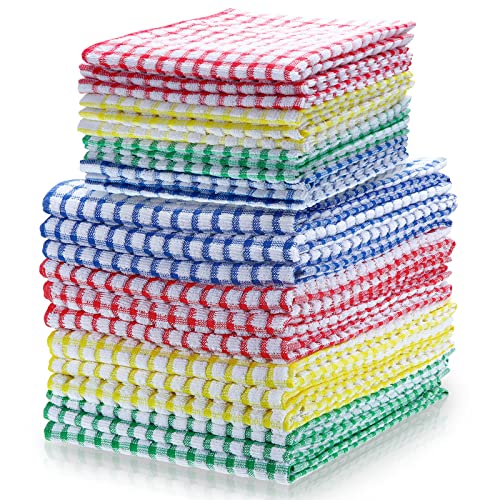 Moukeren 24 Pieces Kitchen Towels and Dishcloths Set Absorbent Cotton Dish Towels for Kitchen 16 x 25 and 12 x 12 Soft Kitchen Cloths Dish Rags for Drying Dishes Bar Mop 2 Size
