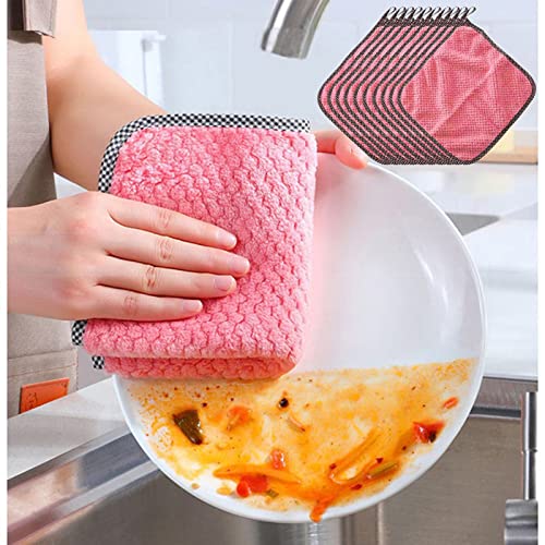 Ypfxvk 10 Pack Kitchen Dish Towels Set 98x98 inch Weave Towels Super Absorbent Hand Dish for Drying CleaningUltra Soft Quick Drying Tea Towels with Hanging Loop Cotton Cloths (AS Shown One Size)