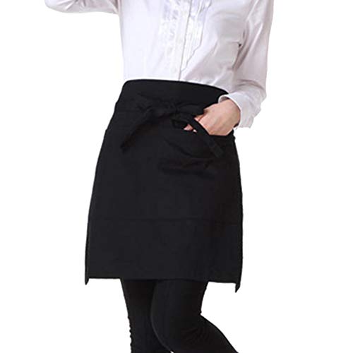 Acamifashion HalfLength Short Waist Pockets Restaurant Cooking Chef Waiter Apron  Black