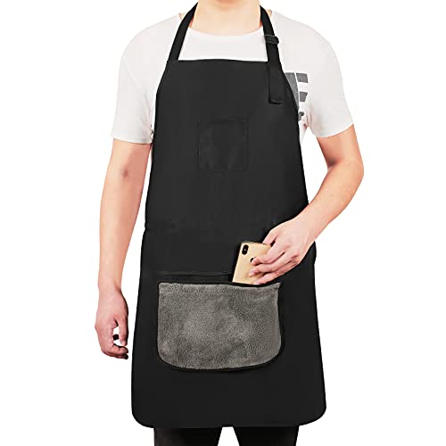 Da Butler Adjustable Bib Apron Three Functions Childrens Apron Halflength Apron Black Chef Cooking Kitchen Apron(black)