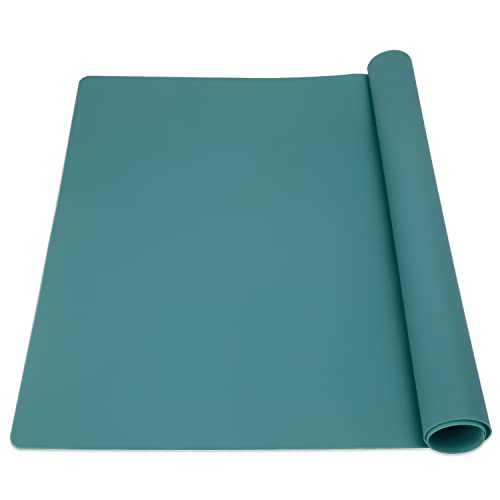 Extra Large Silicone Countertop Mat Silicone Table Mat Kitchen Counter Protector Nonslip Heat Resistant Silicone Desk Mat for Crafts Kids Dinner Placemat Pastry Dough Rolling Mat Dark Green