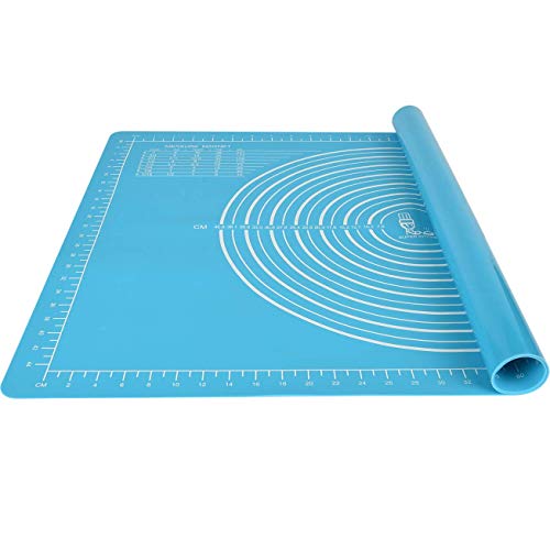 Nonslip Silicone Pastry Mat Extra Large 28By 20 for Non Stick Baking Mats TableCountertop Placemats Dough Rolling Mat KneadingFondantPie Crust Mat By SUPER KITCHEN(20×28 Blue)