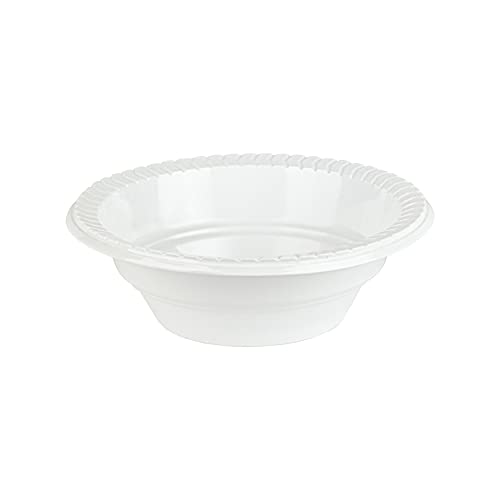 Plasticpro Round Plastic 12 ounce Bowls Microwaveable Disposable White Dinnerware 100 Count