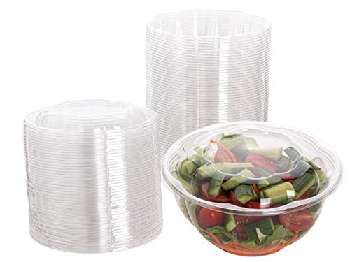 Smygoods Plastic Salad Bowls with lids Disposable Disposable Salad Bowls With Airtight Lids 32 oz  50 Sets