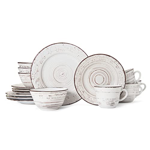 Pfaltzgraff Trellis White 16Piece Dinnerware Set Service for 4 Distressed White