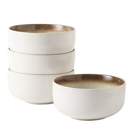JuneCat Cereal Bowls36 Ounce Ceramic Bowls for Kitchen65 Large Soup Bowls Set of 4White Deep Bowls Large Cereal Bowls Microwave Safe Bowls Oven Safe for Soup Dessert FruitsNoodle Ramen