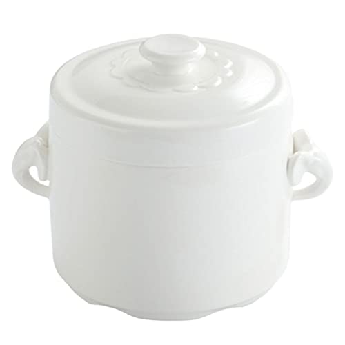 Hemoton Small Ceramic Stew Pot Miso Soup Bowl with Lid Chinese Style Bowl for Birds Nest Tonic Noodle Soup Salad Pasta 400ml