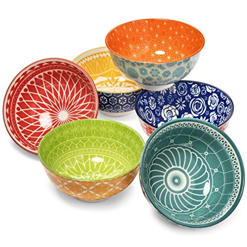 Annovero Dessert Bowls  Set of 6 Small Porcelain Bowls for Snacks Rice Condiments Side Dishes or Ice Cream 475 Inch Diameter 10 Fluid Ounce (125 Cup) Capacity