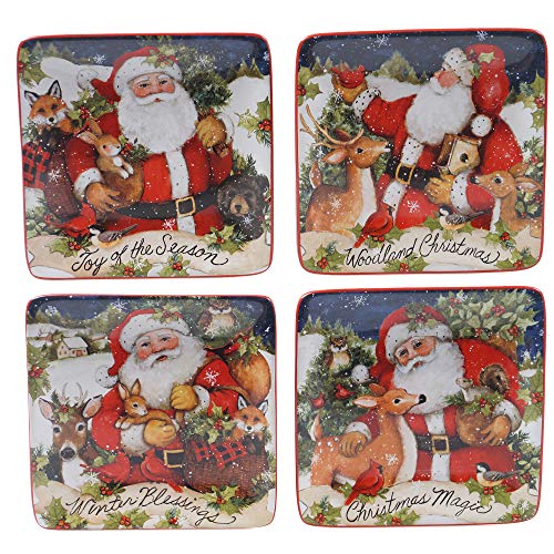 Certified International Magic of Christmas Santa 6 CanapeLuncheon Plates Set of 4 Multicolored