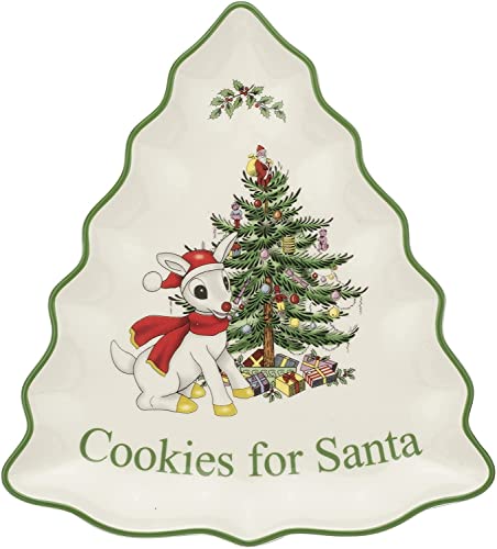 Spode  Christmas Tree Collection  Rudolph the RedNosed Reindeer Cookies for Santa Server  Measures at 95 L x 7 W x 14 H  Dishwasher Safe