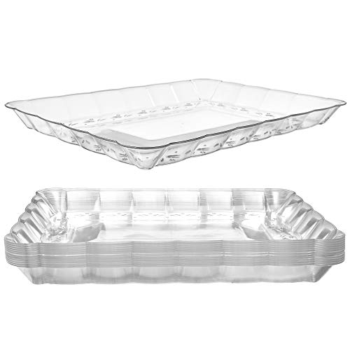 12 Plastic Serving Trays  Serving Platters  9X13  Rectangular Disposable Party Platters and Trays  Clear Disposable Serving Trays for Parties  Party Serving Trays and Platters