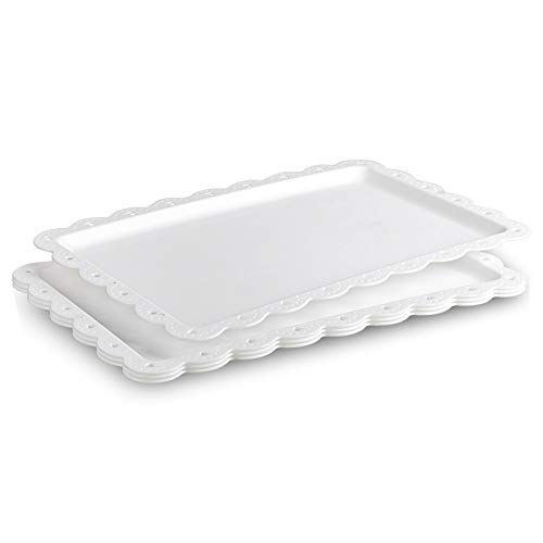 Serving Tray Food Tray for Fast Food  Snack  Fruit  Dessert  Plastic Trays Serving Platter for Kitchen  Cafeteria  Restaurant  Party  14 x 9 Inches （4 Pack