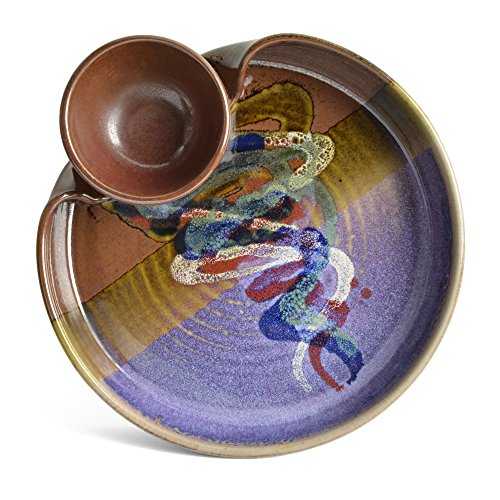 Larrabee Ceramics Chip and Dip Platter BurgundyMulti