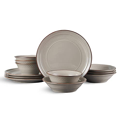 Pfaltzgraff Easton 12 Piece Dinnerware Set Service For 4 Taupe