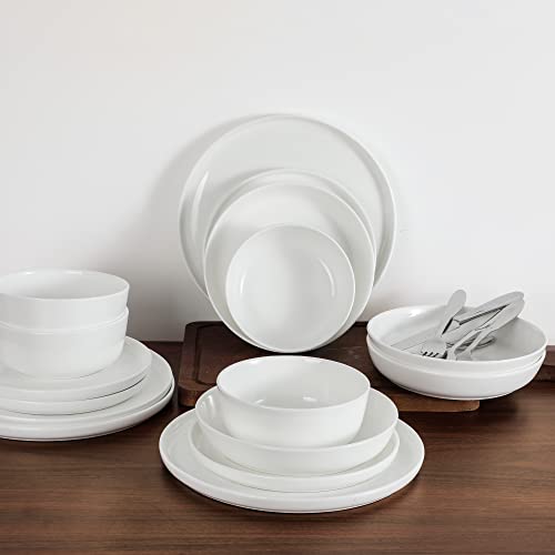Table 12 16Piece Natural White Coupe Dinnerware Set Service for 4