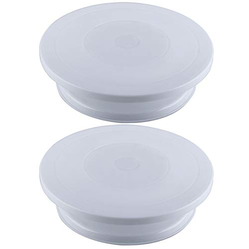 KEILEOHO 2 Pack 11 Inches Premium Cake Turntables Turns Smoothly Cake Decorating Turntable Lightweight and Durable Cake Decorating Stand for Cake Decoration Sculpting Model Building Painting