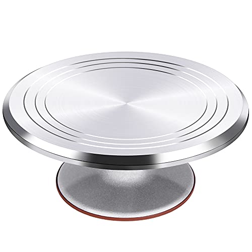 Puroma Aluminium Alloy Rotating Cake Turntable 12 Revolving Cake Stand with NonSlipping Silicone Bottom Ideal Cake Decorating Supply for Cake Decorations Pastries and Cupcakes