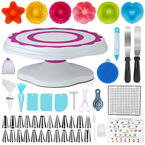 VORCAY Cake Decorating Kits Supplies95Pcs Baking Tools Professional Cake Turntable Stand for Beginners