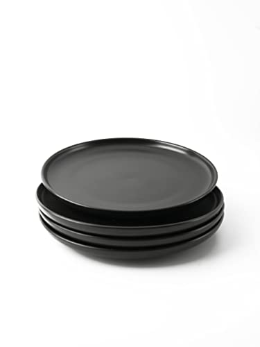 Black Ceramic Stoneware Dinner Plate Set of 4 Round Dinner Plates Set Handmade Ceramic 105inchinch