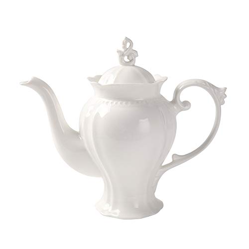 Fine Porcelain White English Teapot Coffee Pot Victoria Style Light Weight 34 Oz