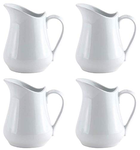 HIC Harold Import Co Set of 4 Porcelain Creamer Pitcher Set 4 Ounce Fine White Porcelain