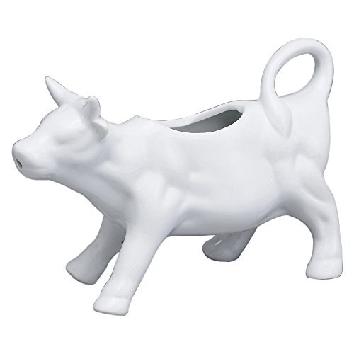 HIC Kitchen Cow Creamer with Handle Fine White Porcelain 6Ounce