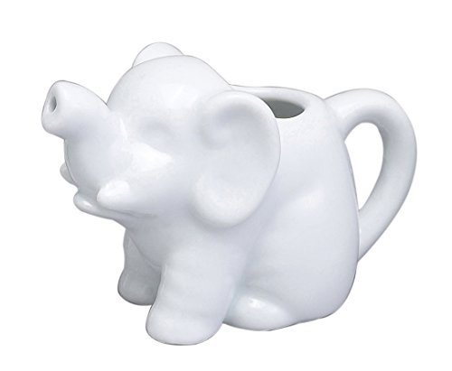 HIC Kitchen Mini Elephant Creamer with Handle Fine White Porcelain 2Ounce