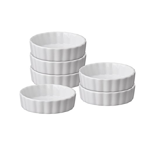 HIC Kitchen Round Quiche Dish Set Fine White Porcelain Set of 6