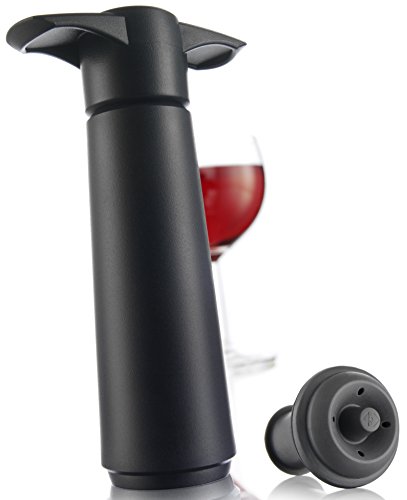 The Original Vacu Vin Wine Saver Pump and Wine Preserver with Vacu Vin Wine Stoppers Vacuum Sealer Wine Pump and Wine Vacuum Stopper are Black Wine Bottle Keeper Set Keeps Wine Fresher for Longer