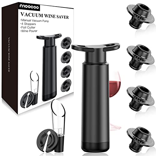 Premium 7in1 Wine Gift Set Includes Wine Saver Pump with 4 Real Vacuum Wine Bottle Stoppers 1 Foil Cutter 1 Wine Pourer Best Gifts for Wine Lovers