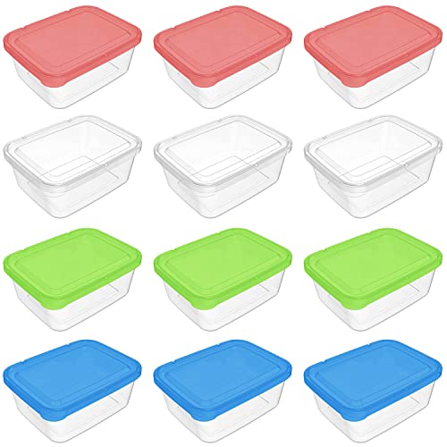 12 Pcs 20 OZ Food Storage Containers with Lids Reusable Transparent Containers for Storing Food Fruit Snack Leftovers or Meal Preparations Rectangle