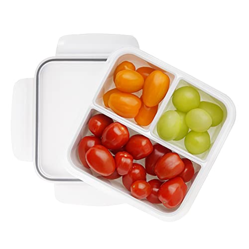 Carrotez Food Storage Containers 3 Compartment Food Container Meal Prep Container Portion Control Container Snack Container Lunch Container Microwaveable BPA Free Reusable 24 Cup (570ml)