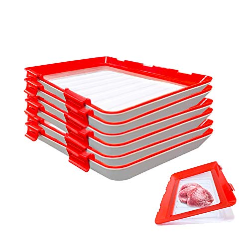 Food Preservation Trays Stackable Reusable Food Tray with Plastic Lid Durable，Superior for Keeping Food FreshDishwasher  Freezer Safe6 Count